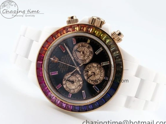 0102 SmartChoice Rolex Daytona Rainbow 40mm Cer Cer Black Dial NOOB SA4130 Super Clone 1732